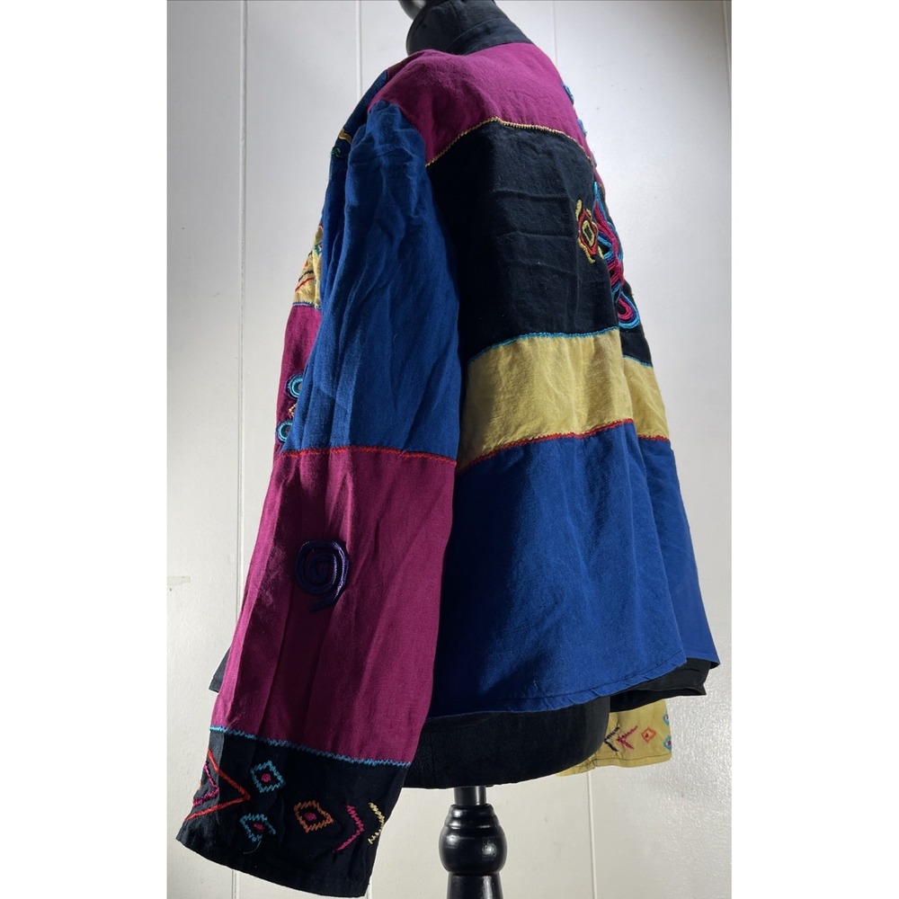 Abstract Patchwork Embroidered Jacket Women‎ Mult… - image 6